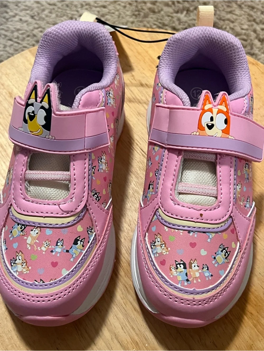 Kids Pink Cartoon Velcro Sneakers